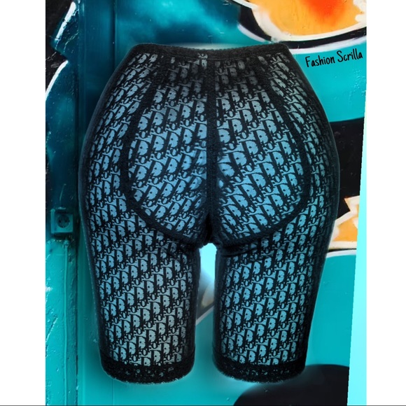 Christian Dior Black Monogram Logo Sheer Biker Girdle Shorts - Picture 3 of 16